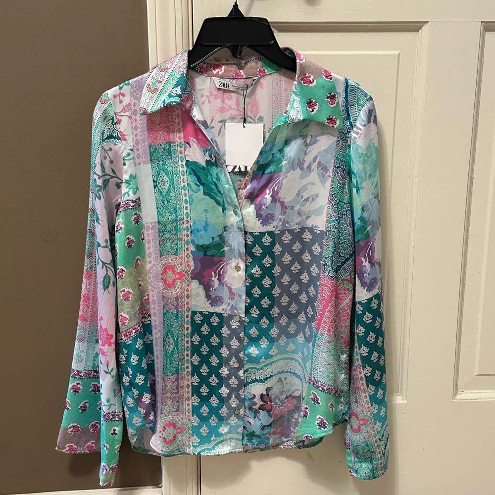 Long sleeve multi color Zara blouse